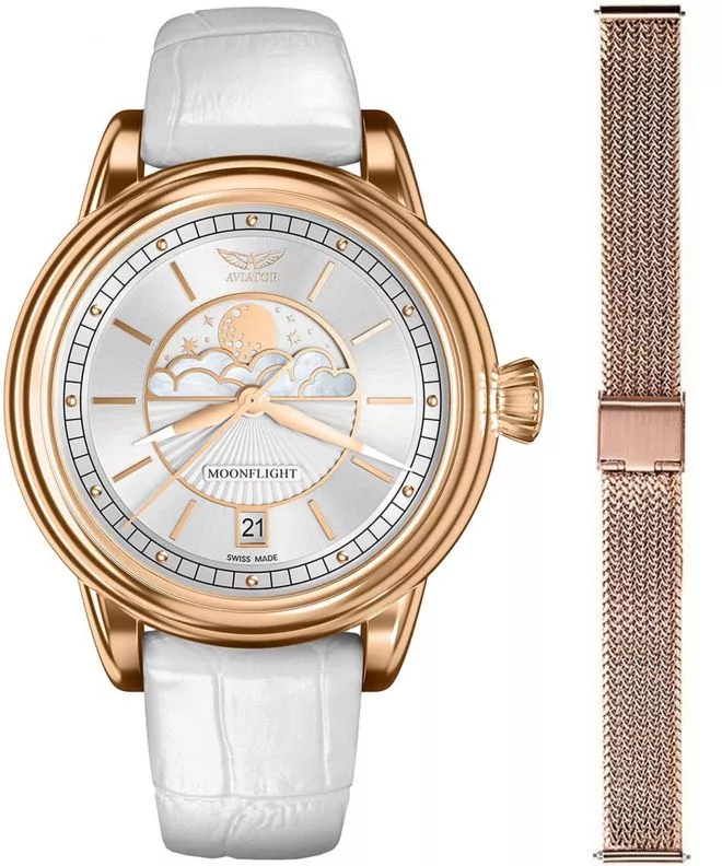 Orologio da Donna Aviator Douglas Moonflight + bransoleta Morellato V.1.33.2.251.4-W-SET