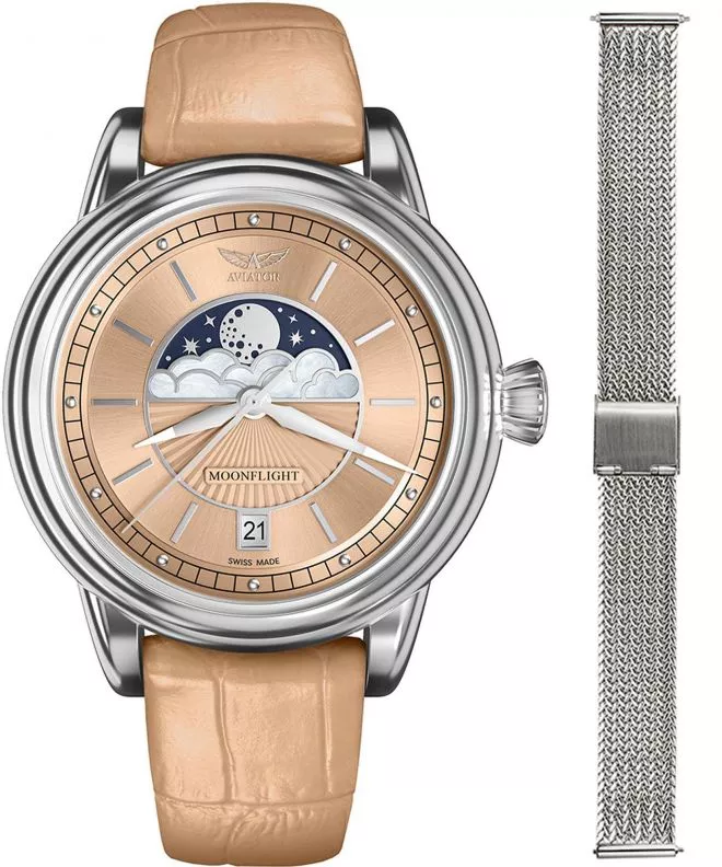 Orologio da Donna Aviator Douglas Moonflight + bransoleta Morellato V.1.33.0.259.4-W-SET
