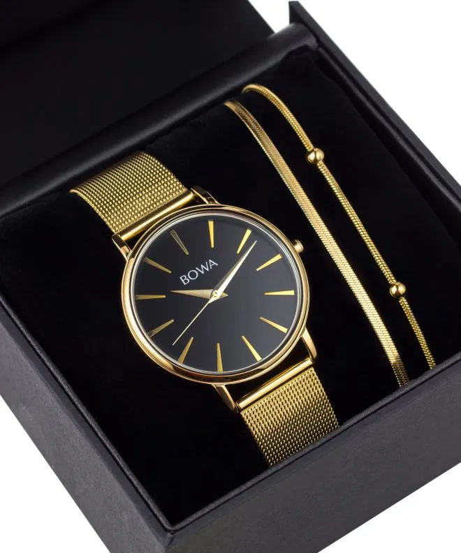 Orologio da Donna BOWA Praha Black-Gold Mesh 38 Gift Set PH384-84-184M-419-01