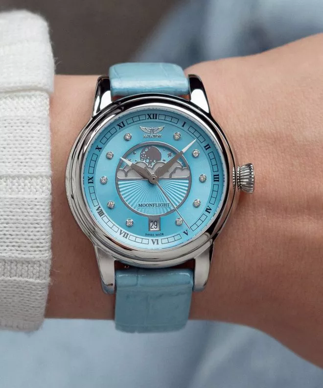 Orologio da Donna Aviator Douglas Moonflight Ice Blue Diamonds Limited Edition V.1.33.0.359.4