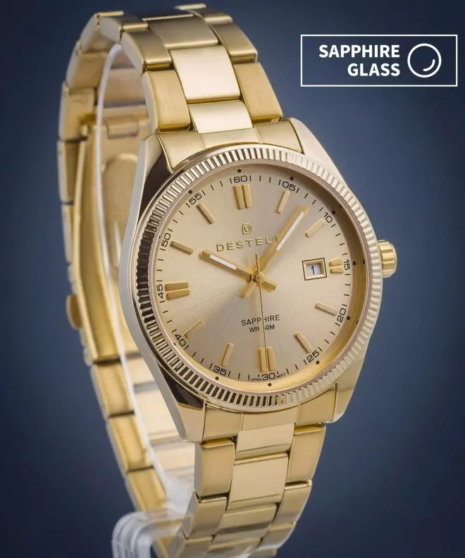 Orologio da Uomo DESTELL Loup Full Gold Steel Sapphire LU3854-44-204S
