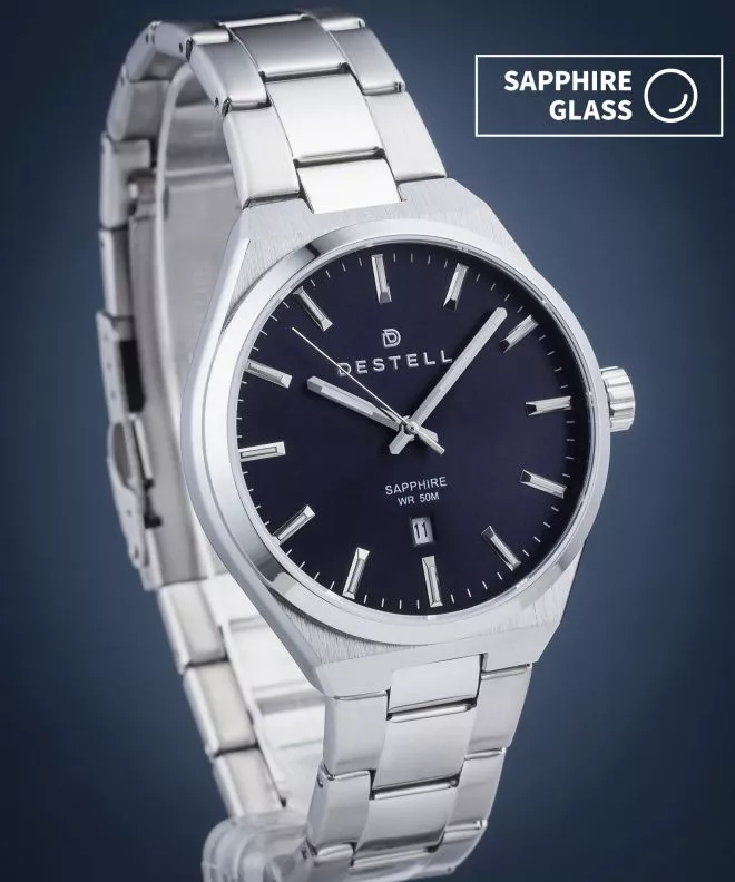 Orologio da Uomo DESTELL Aries Navy Blue Silver Steel Sapphire AR405-35-205S