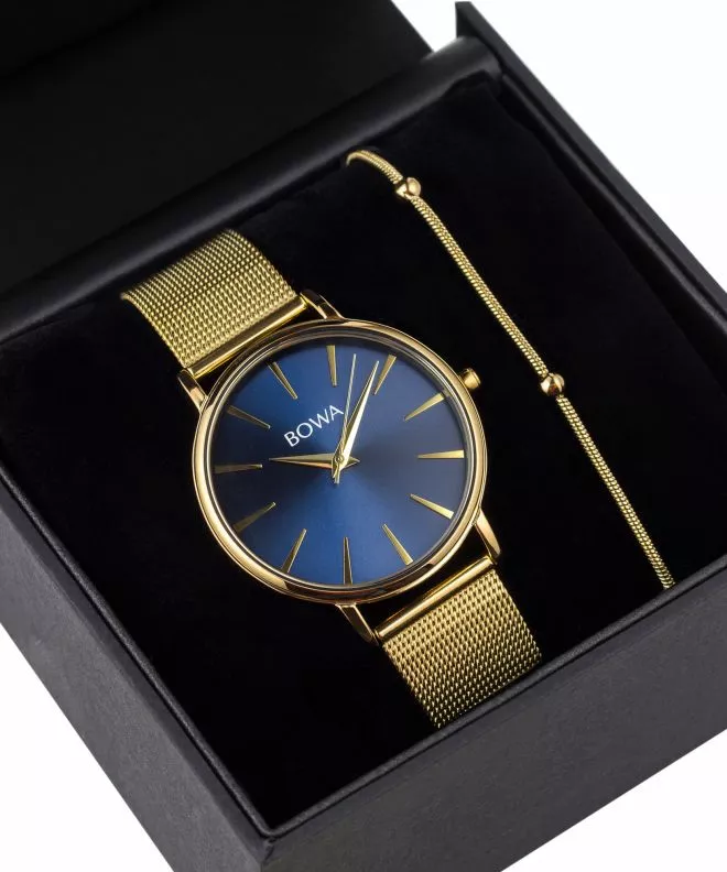 Orologio da Donna BOWA Praha Navy Blue-Gold Mesh 38 Gift Set PH384-34-184M-419-04