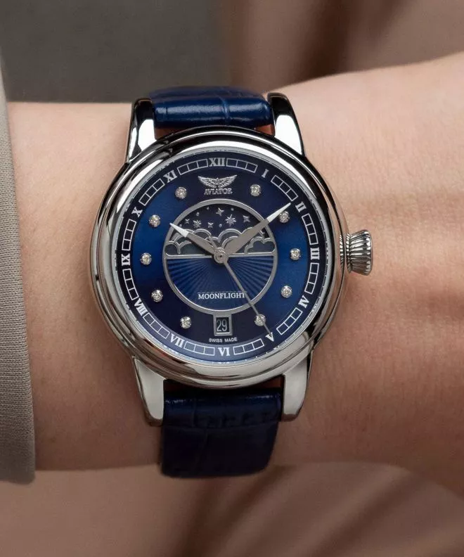Orologio da Donna Aviator Douglas Moonflight Blue Diamonds Limited Edition V.1.33.0.379.4