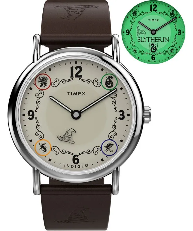 Orologio Unisex Timex Harry Potter X Weekender Slytherin House 38mm Leather Strap TW2Y76400