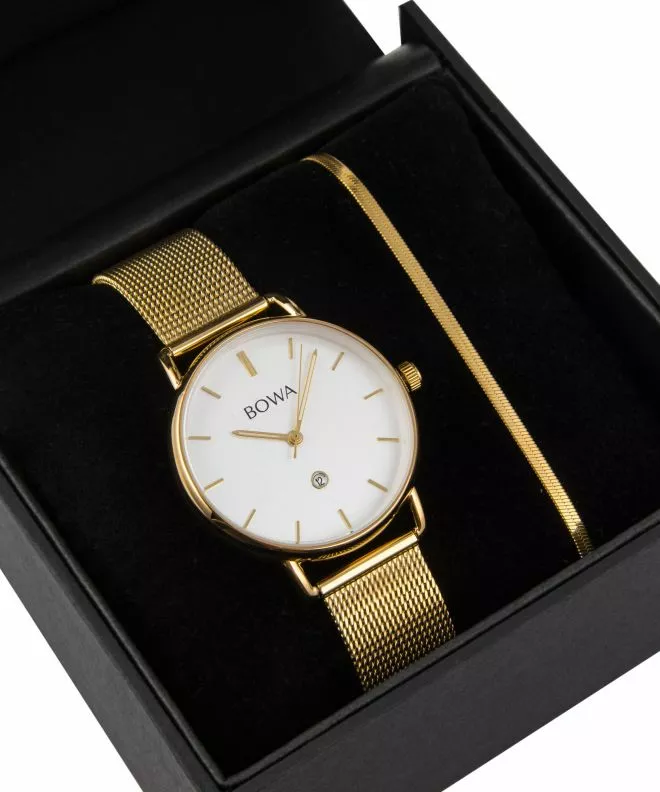 BOWA Milan White-Gold Mesh 34 Gift Set (orologio + bracciale) MI344-24-164M-419-03