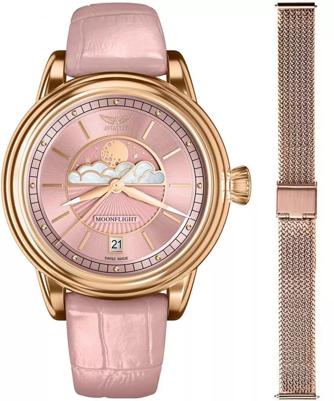Orologio da Donna Aviator Douglas Moonflight + bransoleta Morellato V.1.33.2.258.4-W-SET