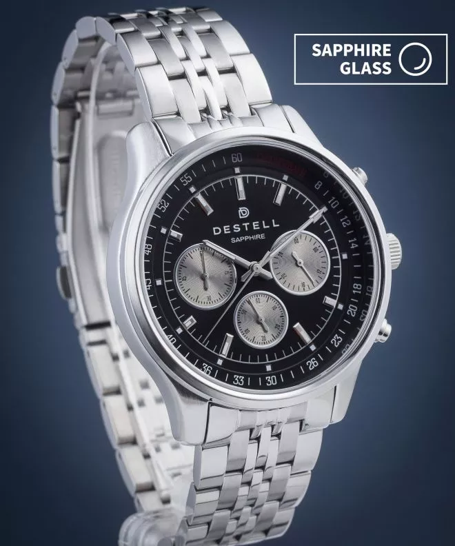 Orologio da Uomo DESTELL Circinus Black Silver Steel Chronograph Sapphire CR415-15-205J