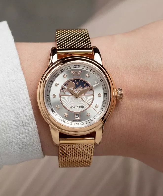 Orologio da Donna Aviator Douglas Moonflight Silver Diamonds Limited Edition V.1.33.2.382.5