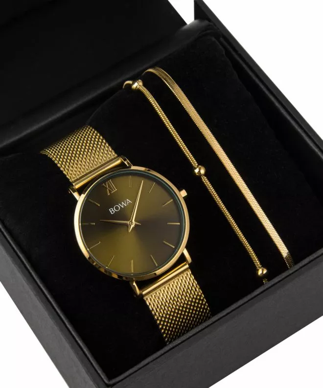 BOWA London Green-Gold Mesh 33 Gift Set (orologio + bracciale) LO334-04-164M-419-01