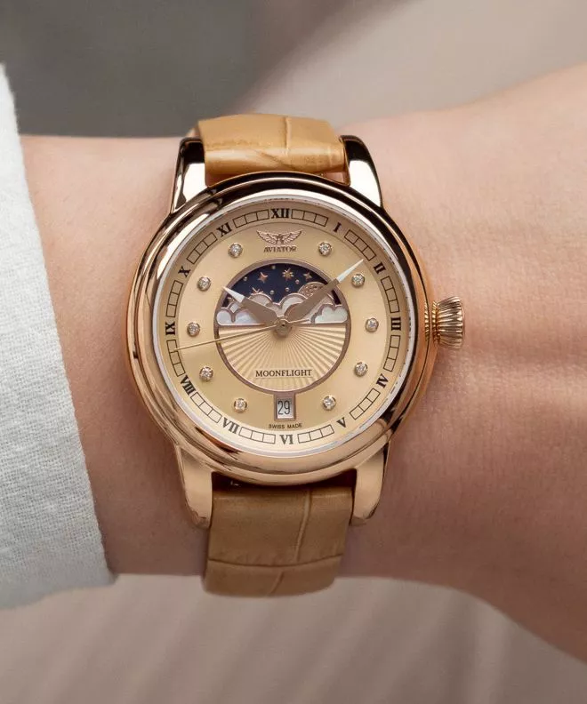 Orologio da Donna Aviator Douglas Moonflight Rose Gold Diamonds Limited Edition V.1.33.2.383.4