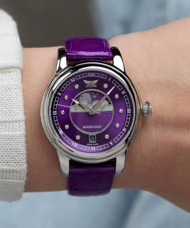 Orologio da Donna Aviator Douglas Moonflight Purple Diamonds Limited Edition V.1.33.0.361.4