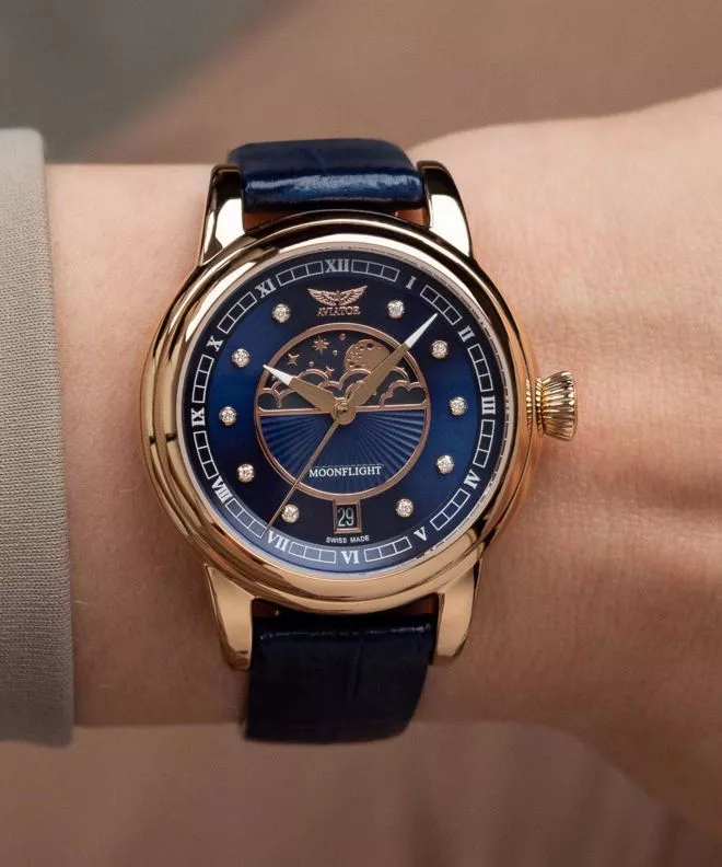 Orologio da Donna Aviator Douglas Moonflight Blue Diamonds Limited Edition V.1.33.2.380.4