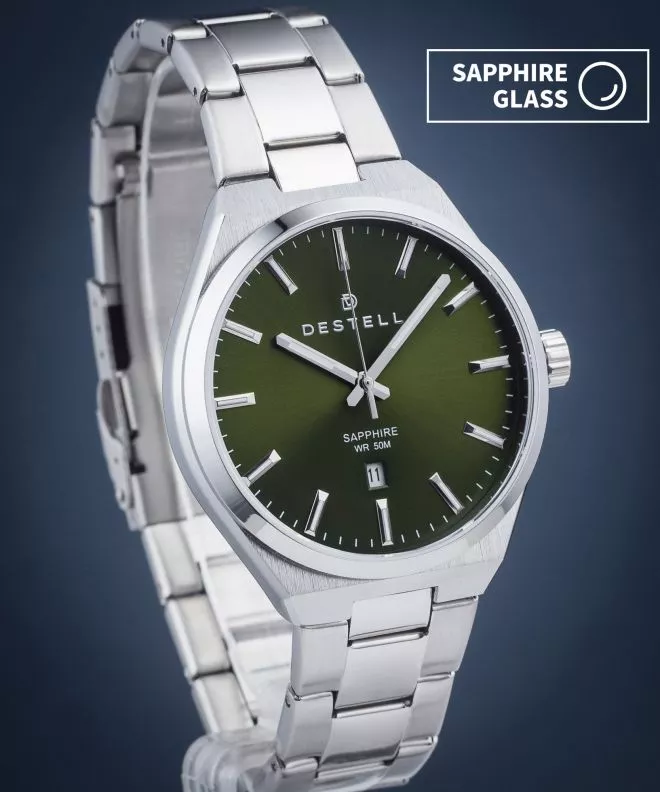 Orologio da Uomo DESTELL Aries Green Silver Steel Sapphire AR405-05-205S
