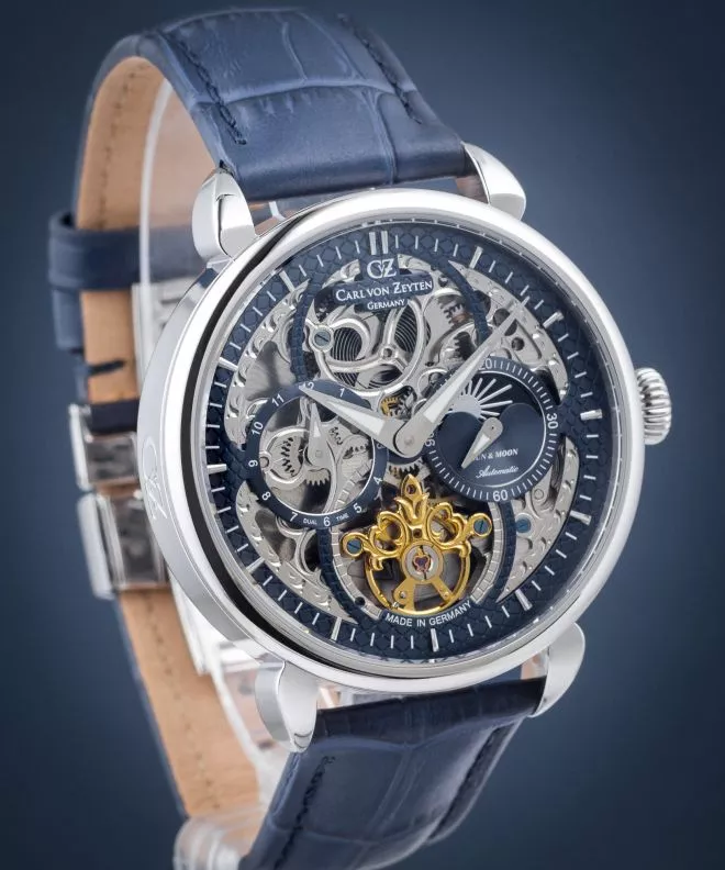 Orologio da Uomo Carl von Zeyten Neukirch Sun & Moon Skeleton Automatic CVZ0005SBLS