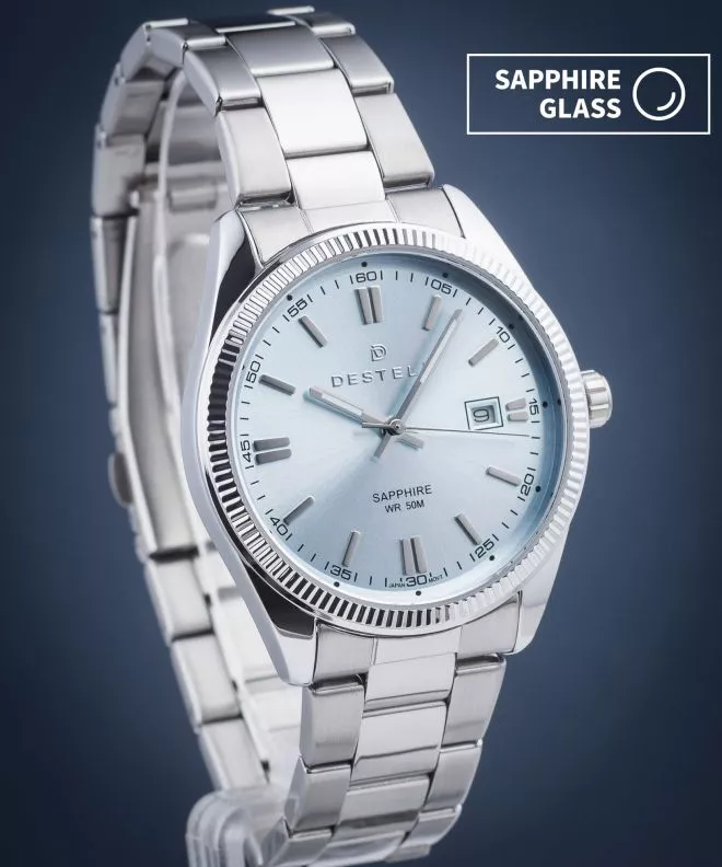 Orologio da Uomo DESTELL Loup Ice Blue Silver Steel Sapphire LU3855-95-205S