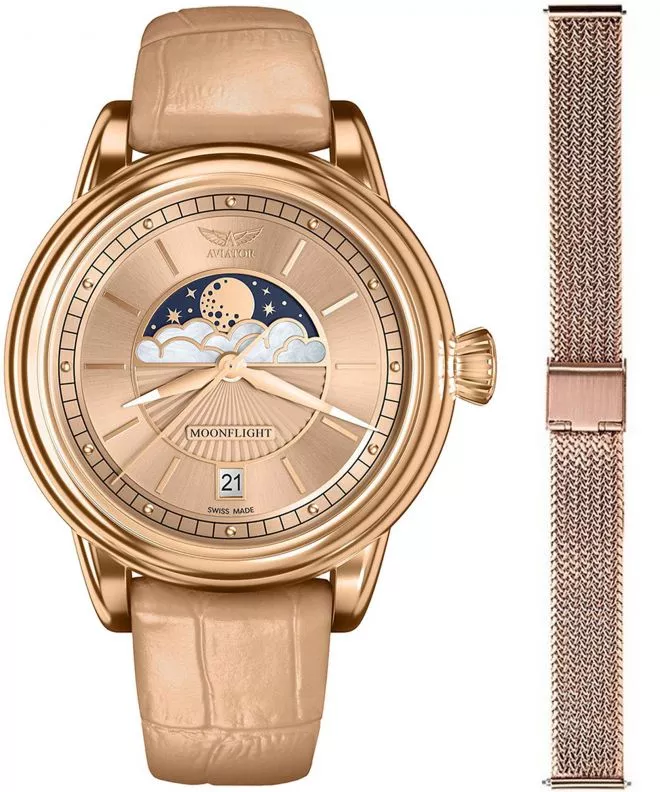 Orologio da Donna Aviator Douglas Moonflight + bransoleta Morellato V.1.33.2.260.4-W-SET
