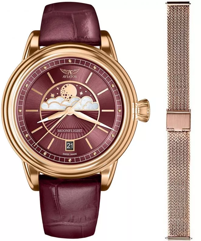 Orologio da Donna Aviator Douglas Moonflight + bransoleta Morellato V.1.33.2.265.4-W-SET