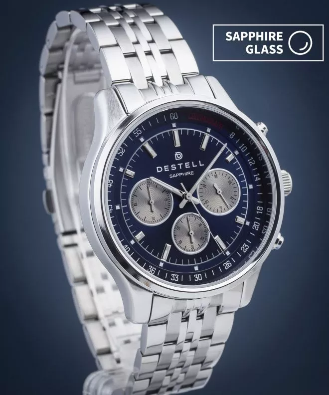 Orologio da Uomo DESTELL Circinus Blue Silver Steel Chronograph Sapphire CR415-35-205J