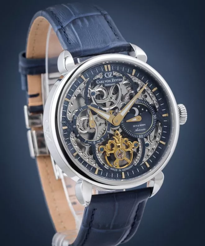 Orologio da Uomo Carl von Zeyten Neukirch Sun & Moon Skeleton Automatic CVZ0005BLGS