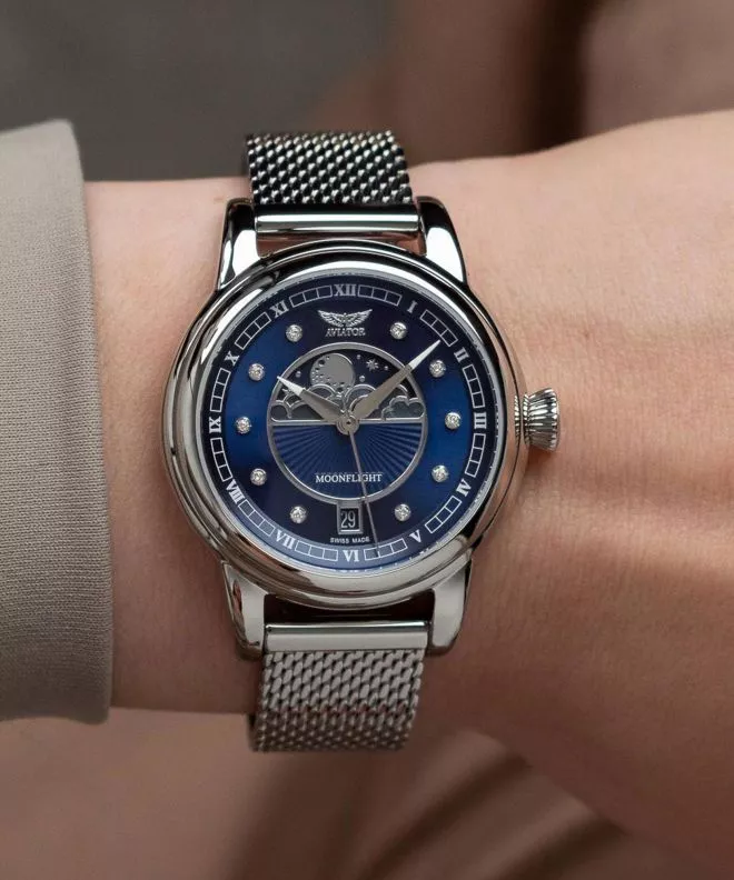 Orologio da Donna Aviator Douglas Moonflight Blue Diamonds Limited Edition V.1.33.0.379.5
