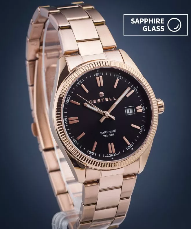 Orologio da Uomo DESTELL Loup Black Rose Gold Steel Sapphire LU3857-17-207S