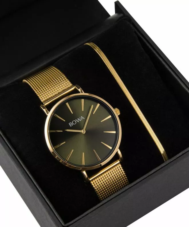 BOWA New York Green-Gold Mesh 38 Gift Set (orologio + bracciale) NY384-04-184M-419-03