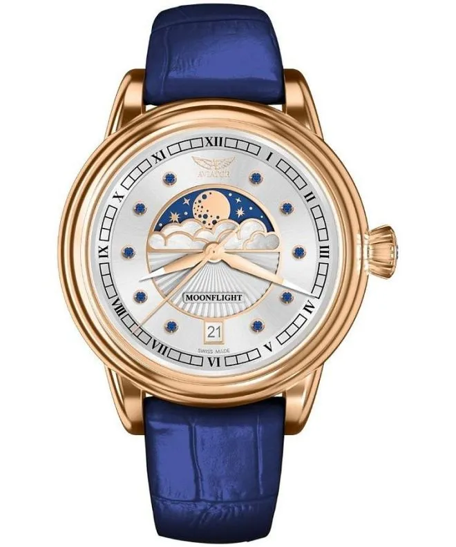 Orologio da Donna Aviator Moonflight Gemstone Edition Silver Blue Sapphire Limited Edition V.1.33.2.416.4