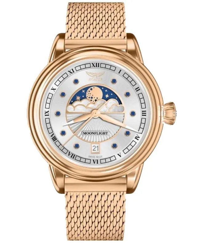 Orologio da Donna Aviator Moonflight Gemstone Edition Silver Blue Sapphire Limited Edition V.1.33.2.416.5