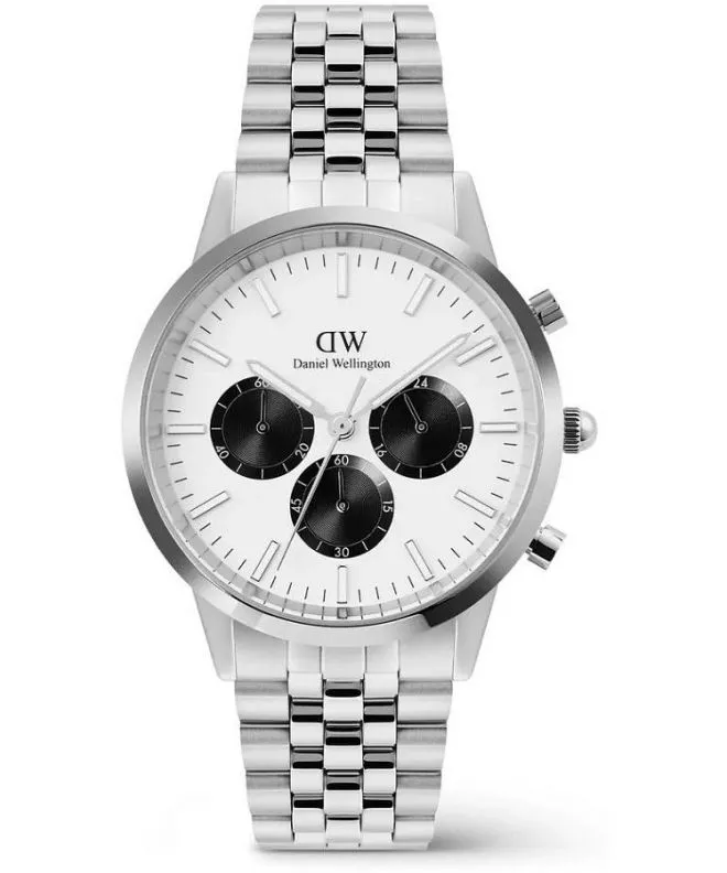 Orologio da Uomo Daniel Wellington Iconic Arch 5-Link Off- White Panda Silver Chronograph DW00100872