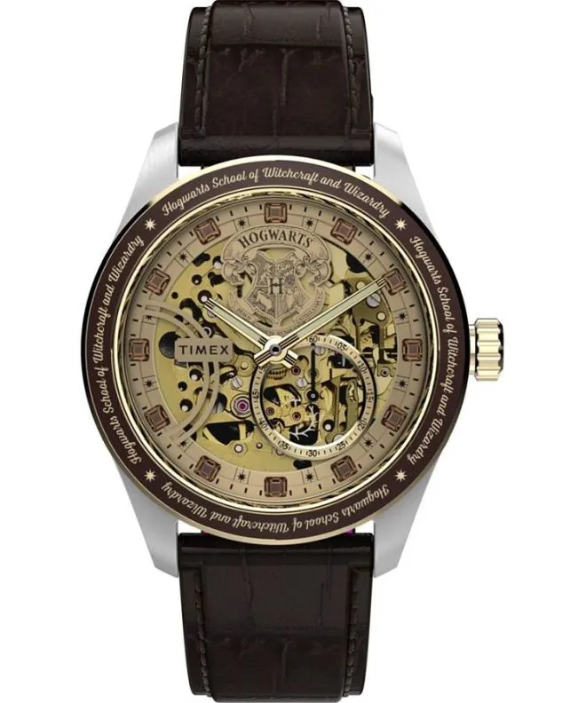 Orologio da Uomo Timex Harry Potter X Waterbury 39mm Leather Strap Automatic Skeleton TW2Y75500