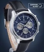 Orologio da Uomo DESTELL Circinus Blue Silver Black Leather Chronograph Sapphire