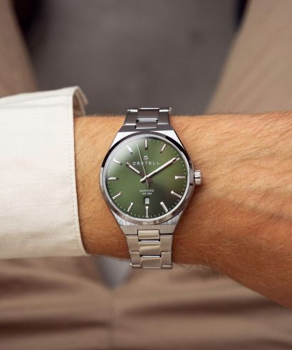 Orologio da Uomo DESTELL Aries Green Silver Steel Sapphire