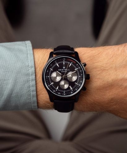 Orologio da Uomo DESTELL Circinus Full Black Leather Chronograph Sapphire