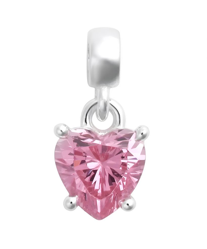 Pendente Daniel Wellington Heart Pink Crystal Charm Silver