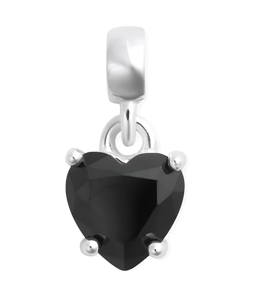 Pendente Daniel Wellington Heart Black Crystal Charm Silver