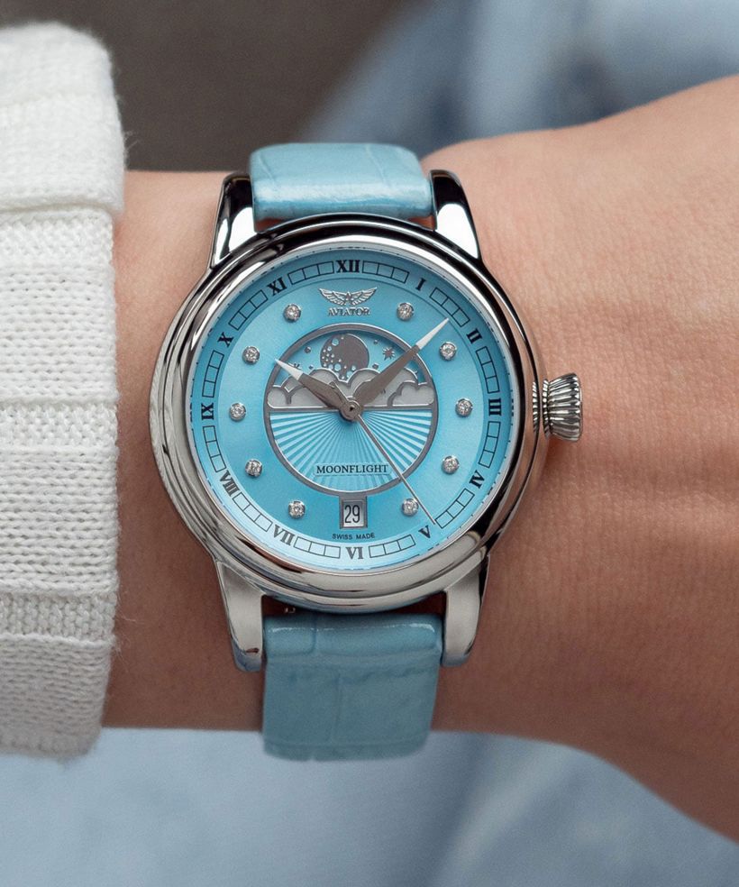 Orologio da Donna Aviator Douglas Moonflight Ice Blue Diamonds Limited Edition