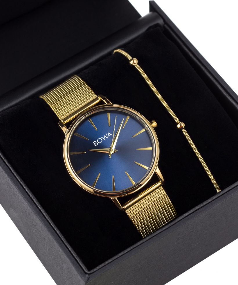 Orologio da Donna BOWA Praha Navy Blue-Gold Mesh 38 Gift Set