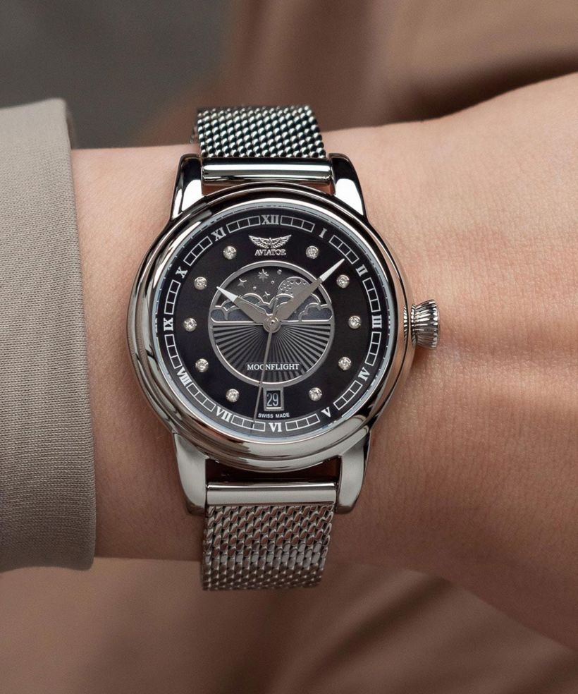 Orologio da Donna Aviator Douglas Moonflight Black Diamonds Limited Edition