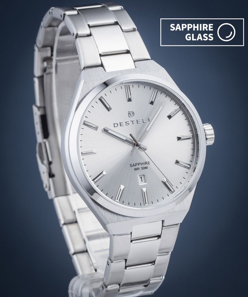 Orologio da Uomo DESTELL Aries Full Silver Steel Sapphire