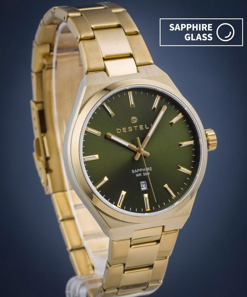 Orologio da Uomo DESTELL Aries Green Gold Steel Sapphire