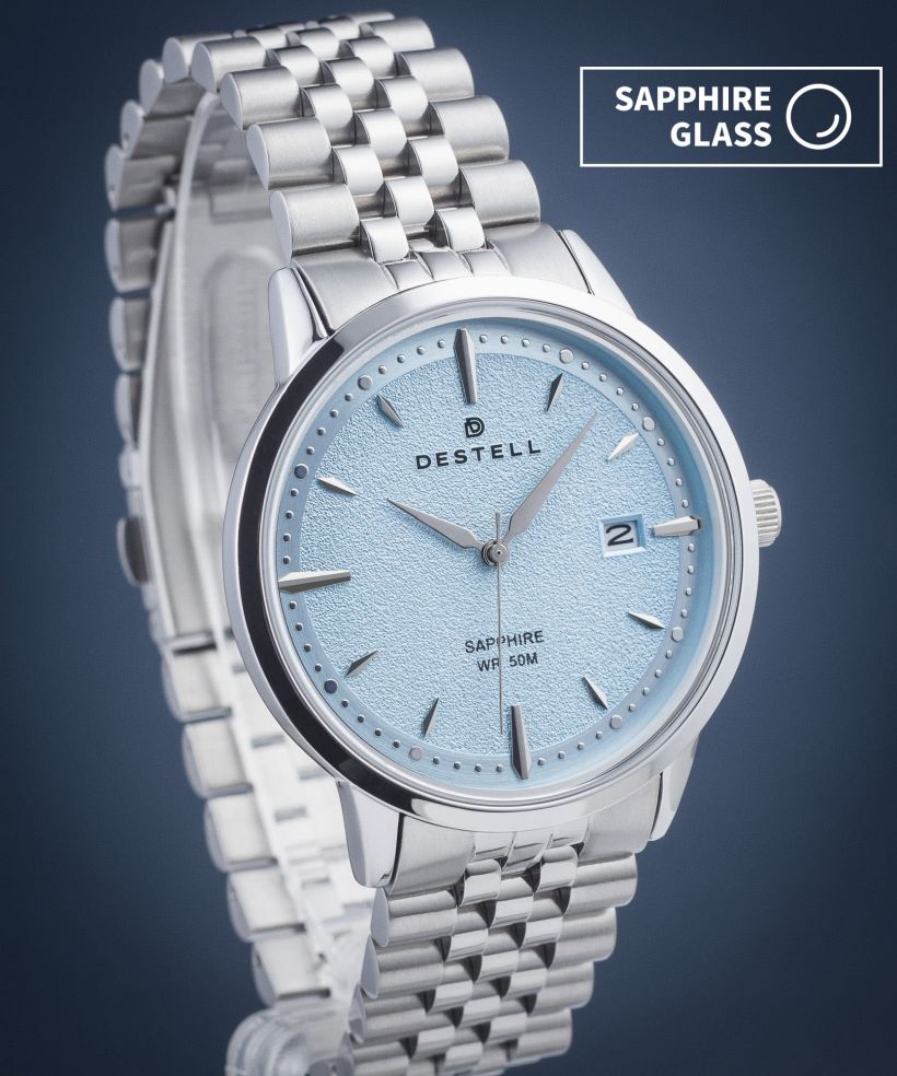 Orologio da Uomo DESTELL Pictor Ice Blue Silver Steel Sapphire