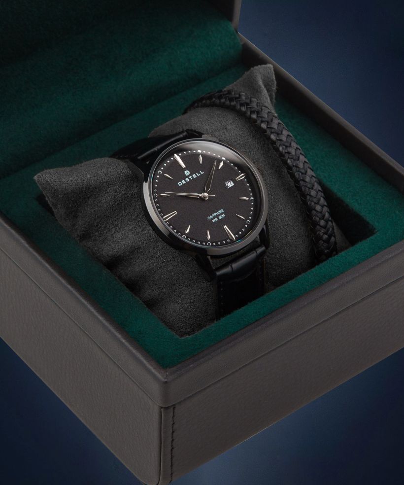 Orologio da Uomo DESTELL Pictor Full Black Sapphire Gift Set