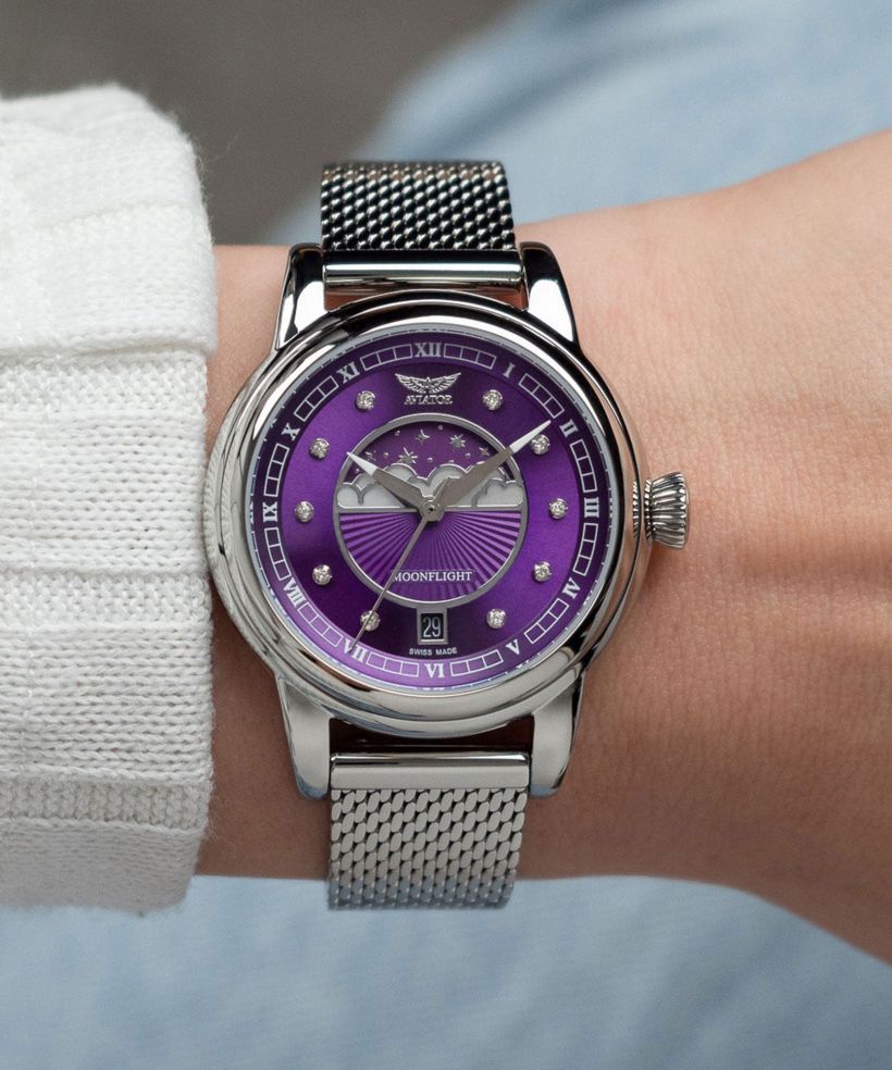 Orologio da Donna Aviator Douglas Moonflight Purple Diamonds Limited Edition