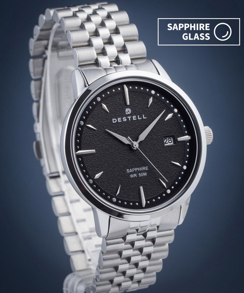 Orologio da Uomo DESTELL Pictor Black Silver Steel Sapphire