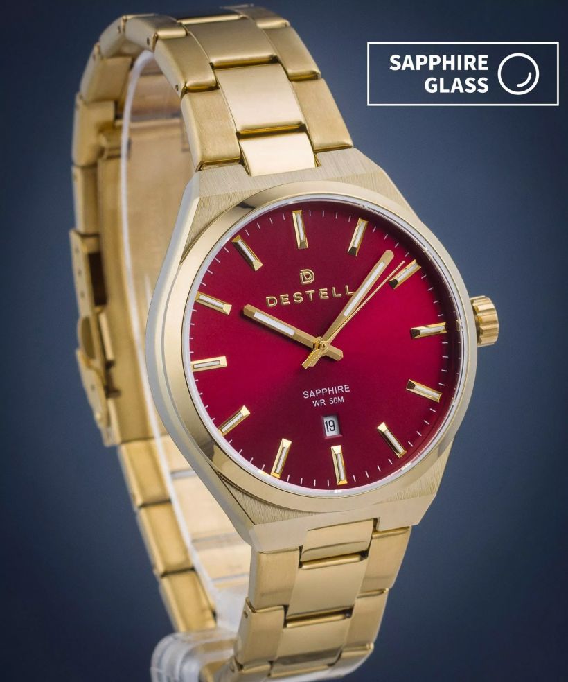 Orologio da Uomo DESTELL Aries Red Gold Steel Sapphire