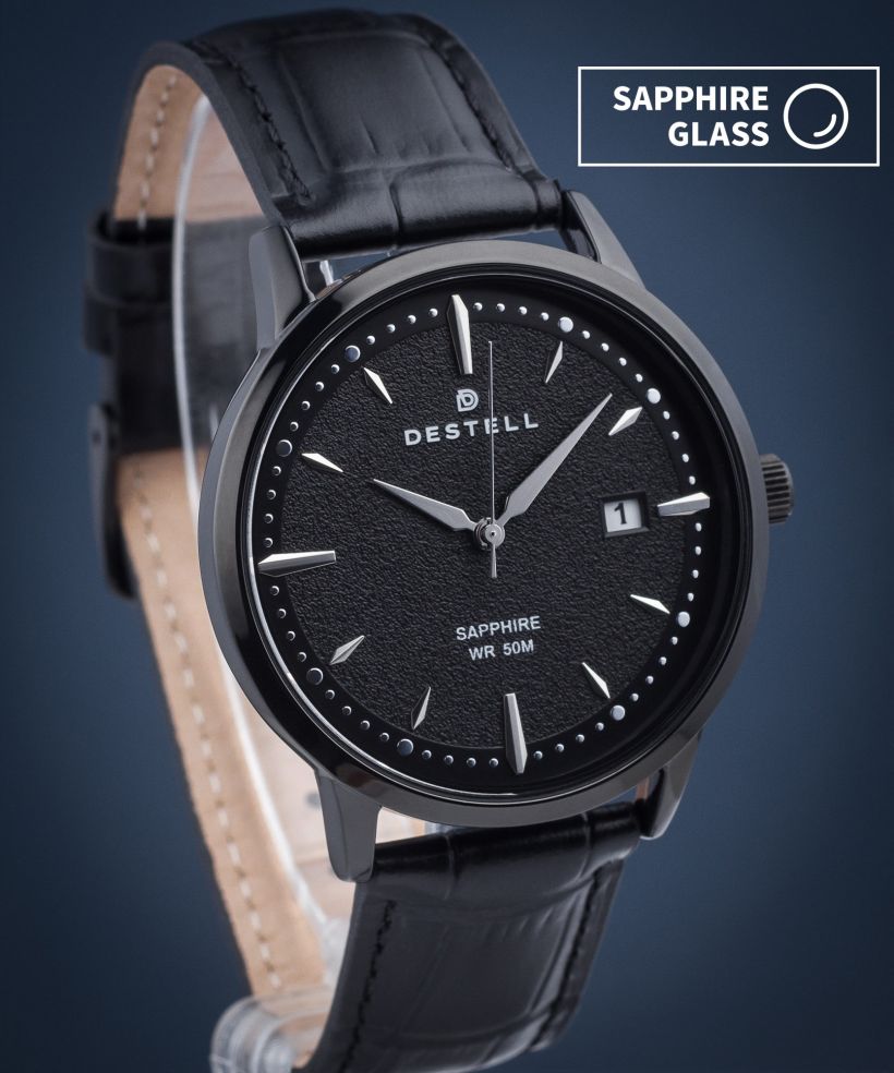 Orologio da Uomo DESTELL Pictor Full Black Leather Sapphire