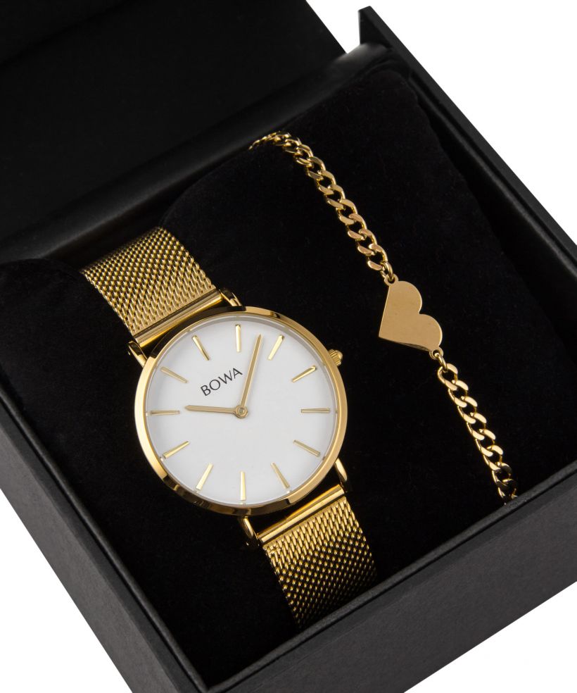 BOWA New York Petite White-Gold Mesh 34 Gift Set (orologio + bracciale)