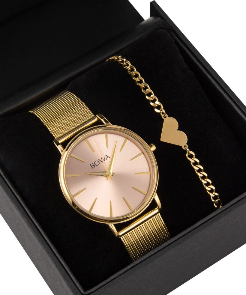 BOWA Praha Pink-Gold Mesh 38 Gift Set (orologio + bracciale)