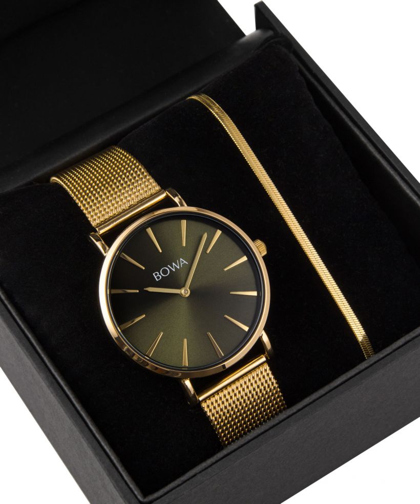 BOWA New York Green-Gold Mesh 38 Gift Set (orologio + bracciale)